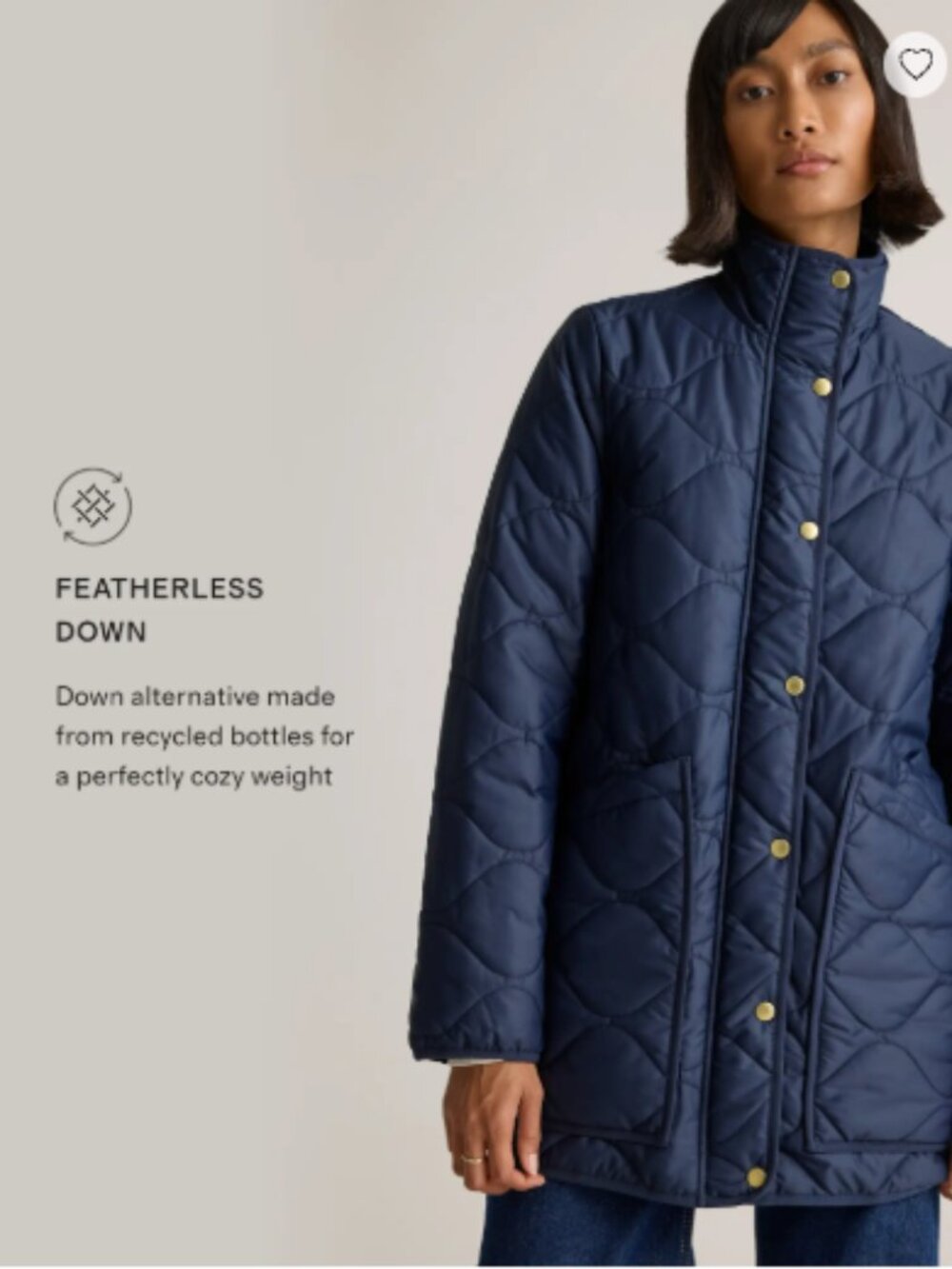 NWOT Quince Featherless Quilted Long Puffer Jacket - Admiral/Navy - Medium (344) - Picture 3 of 13
